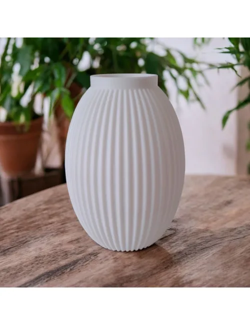 Oval Siluet Çizgisel Dekor Vazo
